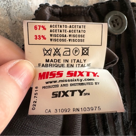 NWOT VTG Miss Sixty Pants 28 Black Burnout Velvet Stripe Flare Leg Low Rise Y2K - Picture 12 of 16